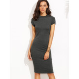 Heather Grey Crew Neck Sheath Dress