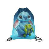 Stitch Blue Medium Drawstring Bag