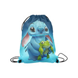 Stitch Blue Medium Drawstring Bag