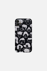 Retro Line Doodle Bubble Girls Black iPhone Case