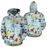 Dogs All Over Zip Hoodie