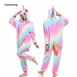 Animal Unicorn Pajamas Adults Winter Sleepwear Kigurumi Stitch Panda Pikachu Pyjamas Women Onesie Anime Costumes Jumpsuit