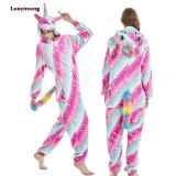 Animal Unicorn Pajamas Adults Winter Sleepwear Kigurumi Stitch Panda Pikachu Pyjamas Women Onesie Anime Costumes Jumpsuit