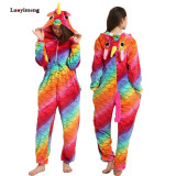Animal Unicorn Pajamas Adults Winter Sleepwear Kigurumi Stitch Panda Pikachu Pyjamas Women Onesie Anime Costumes Jumpsuit