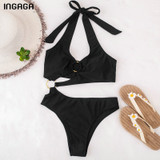 2021 New Black Skull One Piece Swimsuits Women
