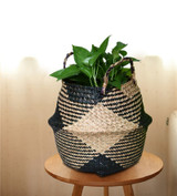 Foldable Handmade Rattan Woven Flower Basket Seagrass Clothing Storage Basket Home Decoration Hanging Flower Pot Organizer