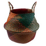 Foldable Handmade Rattan Woven Flower Basket Seagrass Clothing Storage Basket Home Decoration Hanging Flower Pot Organizer
