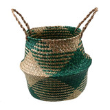Foldable Handmade Rattan Woven Flower Basket Seagrass Clothing Storage Basket Home Decoration Hanging Flower Pot Organizer