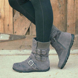Women Casual Flat Heel Knitted Fabric Zipper Boots