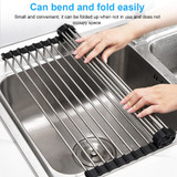20 Tube Foldable Over the Sink Dish Drying Rack Roll-Up Dish Drainer Food Drainer Dish Mat