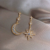 2020 New Arrival Crystal Trendy Star Women Dangle Earrings Star-moon Asymmetric Earrings Drop Earrings Jewelry Earrings