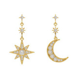 2020 New Arrival Crystal Trendy Star Women Dangle Earrings Star-moon Asymmetric Earrings Drop Earrings Jewelry Earrings