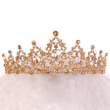 Gold/Blue Rhinestone Crystal Women Girl Birthday Tiaras and Crown Noiva Diadem Headpiece Wedding Accessories Bridal Hair Jewelry