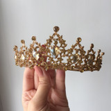 Gold/Blue Rhinestone Crystal Women Girl Birthday Tiaras and Crown Noiva Diadem Headpiece Wedding Accessories Bridal Hair Jewelry