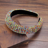 Handmade Padded Wedding Headdress Full Crystal Baroque Tiara Headband Luxury Diamante Hairband For Women Bridal Hair Accessories