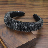 Handmade Padded Wedding Headdress Full Crystal Baroque Tiara Headband Luxury Diamante Hairband For Women Bridal Hair Accessories