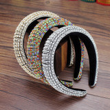 Handmade Padded Wedding Headdress Full Crystal Baroque Tiara Headband Luxury Diamante Hairband For Women Bridal Hair Accessories