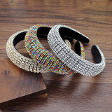 Handmade Padded Wedding Headdress Full Crystal Baroque Tiara Headband Luxury Diamante Hairband For Women Bridal Hair Accessories
