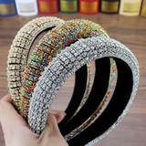 Handmade Padded Wedding Headdress Full Crystal Baroque Tiara Headband Luxury Diamante Hairband For Women Bridal Hair Accessories