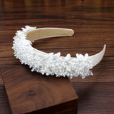Handmade Women Headdress Party Wedding Hair Accessories White Pink Crystal Beads Flower Headbands Fashion Bridal Hairbands