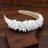 Handmade Women Headdress Party Wedding Hair Accessories White Pink Crystal Beads Flower Headbands Fashion Bridal Hairbands