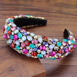 Baroque Padded Personality Dance Show Catwalk Shiny Rhinestones Wild Geometric Headband Exaggerated Temperament Opal Hairband