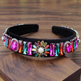 Baroque Padded Personality Dance Show Catwalk Shiny Rhinestones Wild Geometric Headband Exaggerated Temperament Opal Hairband