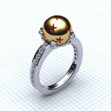 Wholesale stainless steel dragon ball ring for men women clear CZ crystal stones setting star engraved dragon ball rings