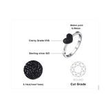 JewelryPalace Heart Natural Black Spinel Ring 925 Sterling Silver Rings for Women Engagement Ring Silver 925 Gemstones Jewelry