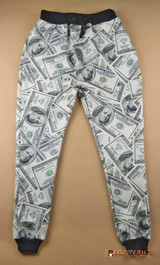 Money Pattern 100 Dollar Print Winter Pants Women/Men