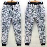 Money Pattern 100 Dollar Print Winter Pants Women/Men