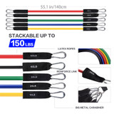 Resistance Bands Set, 5 Stackable Tube Exercise Bands with 2 Handles, 1 Door Anchor, 2 Ankle Straps, 1 Carrying Bag for Your Whole Body Resistance Workouts Training