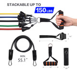 Resistance Bands Set, 5 Stackable Tube Exercise Bands with 2 Handles, 1 Door Anchor, 2 Ankle Straps, 1 Carrying Bag for Your Whole Body Resistance Workouts Training