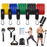 Resistance Bands Set, 5 Stackable Tube Exercise Bands with 2 Handles, 1 Door Anchor, 2 Ankle Straps, 1 Carrying Bag for Your Whole Body Resistance Workouts Training