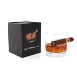 Cigar Whiskey Glass,11oz Old Fashioned Glass with Cigar Rest Holder,Crystal Whiskey Glass in a Premium Gift Box,Cigar Cup Glass Perfect for Whiskey and Cigar Lovers for Birthday,Christmas,Anniversary