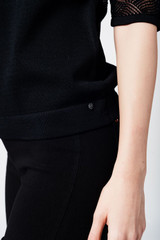 Black Knitted Top With Lace Contrast Detail