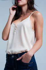 Beige Cami Top With Buttons