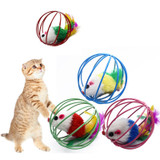Cat Toy Iron Cage Mouse Feather Plush Mouse Cat Toys Funny Pet Kitten Cat Toys Interactive Cute Cat Tools Pet Accessories