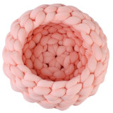 Woven Cat Bed Pet Nest Warm Soft Cat Basket Hot Sale Cat Lazy Lounger Wool Cotton Kennel Dog Sleeping House Cat Cave Pet Supply