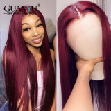 Remy Straight Ombre Ginger Red Honey Blonde Brown Long Lace Front Wig
