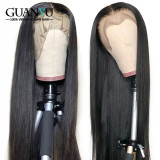 Remy Straight Ombre Ginger Red Honey Blonde Brown Long Lace Front Wig
