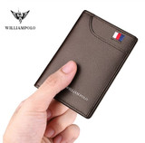 Genuine Leather Men Slim Wallet Luxury Brand Card Clip Slim Leather Wallet Retro Short Wallet for Men