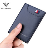 Genuine Leather Men Slim Wallet Luxury Brand Card Clip Slim Leather Wallet Retro Short Wallet for Men