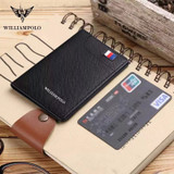 Genuine Leather Men Slim Wallet Luxury Brand Card Clip Slim Leather Wallet Retro Short Wallet for Men