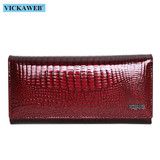 Free Gift Magnetic Hasp Wallet Women Genuine Leather Coin Purse Ladies Long Fashion Wallets Female Purses Card Hold Money Bag