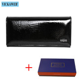 Free Gift Magnetic Hasp Wallet Women Genuine Leather Coin Purse Ladies Long Fashion Wallets Female Purses Card Hold Money Bag