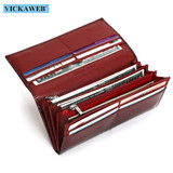 Free Gift Magnetic Hasp Wallet Women Genuine Leather Coin Purse Ladies Long Fashion Wallets Female Purses Card Hold Money Bag