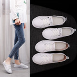 Women's Genuine Leather Sneakers Women Casual Fashionable Sports Shoes Vulcanized Woman Summer Flat Shoe Ladies White Lacing 40