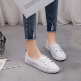 Women's Genuine Leather Sneakers Women Casual Fashionable Sports Shoes Vulcanized Woman Summer Flat Shoe Ladies White Lacing 40