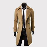 Men Jacket Warm Winter Trench Coat Long Outwear Button Overcoat Male Casual Windbreaker Overcoat Jackets Coats Wool Blends